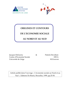 ORIGINES ET CONTOURS DE L’ECONOMIE SOCIALE AU NORD ET AU SUD