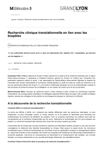Recherche clinique translationnelle en lien avec les biopôles