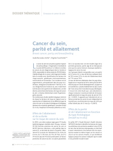 L Cancer du sein, parité et allaitement DOSSIER THÉMATIQUE