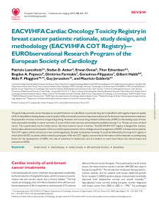 EACVI/HFACardiac Oncology Toxicity Registry in methodology (EACVI/HFA COT Registry)—