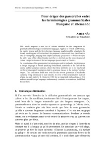 Pour ériger des passerelles entre les terminologies grammaticales française et allemande Anton N