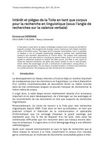 Intérêt et pièges de la Toile en tant que corpus