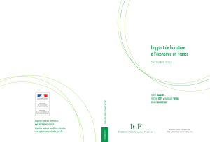 L’apport de la culture à l’économie en France  DÉCEMBRE 2013