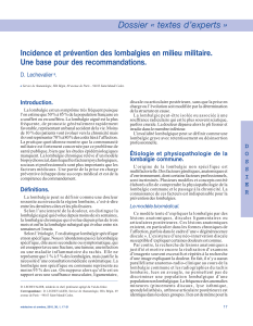 Dossier « textes d’experts » Une base pour des recommandations. Introduction.