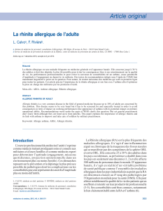 Article original La rhinite allergique de l’adulte L. Calvo , F. Rivière