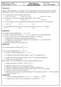 serie d exercices equations differentielles bac math