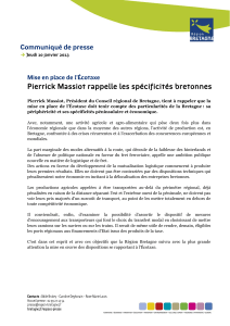 Pierrick Massiot rappelle les spécificités bretonnes Communiqué de presse 