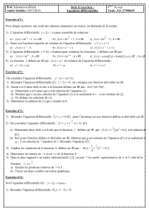 serie d exercices equations differentielles bac sc exp