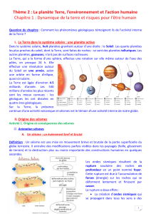 Thème 2 : La planète Terre, l’environnement et l’action humaine
