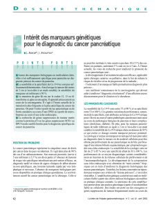 Intérêt des marqueurs génétiques pour le diagnostic du cancer pancréatique D