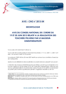 AVIS – CNO n° 2013-04 DEONTOLOGIE