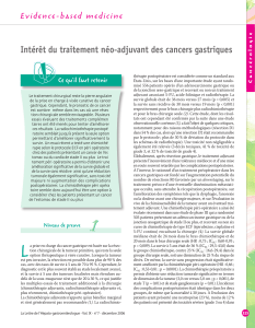 Evidence-based medicine Intérêt du traitement néo-adjuvant des cancers gastriques
