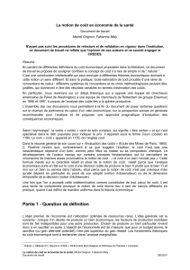 La notion de coût en économie de la santé