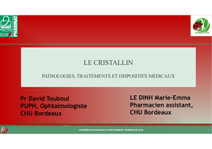 Le cristallin - Pathologies, traitements et Dispositifs médicaux