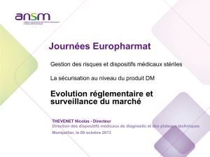 Journées Europharmat  Evolution réglementaire et surveillance du marché