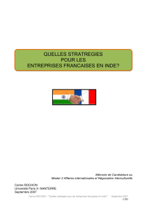 QUELLES STRATREGIES POUR LES ENTREPRISES FRANCAISES EN INDE?