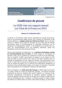 Conférence de presse Le CESE vote son rapport annuel