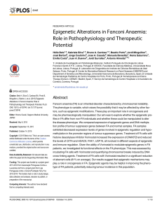 Epigenetic Alterations in Fanconi Anaemia: Role in Pathophysiology and Therapeutic Potential
