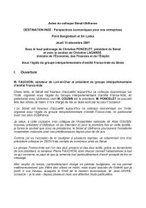 Actes du colloque Sénat-Ubifrance Point Bangladesh et Sri Lanka