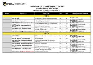 CONVOCATION AUX EXAMENS SESSION 2 - JUIN 2017 ORGANISÉS PAR L'ADMINISTRATION