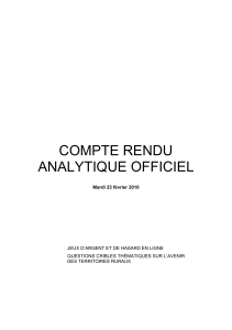 COMPTE RENDU ANALYTIQUE OFFICIEL Mardi 23 février 2010