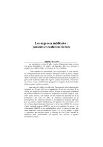 Les urgences médicales : constats et évolution récente PRESENTATION ____________________