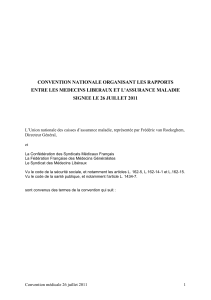 CONVENTION NATIONALE ORGANISANT LES RAPPORTS SIGNEE LE 26 JUILLET 2011