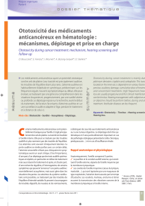 Ototoxicité des médicaments anticancéreux en hématologie :