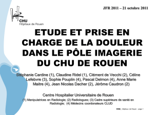 ETUDE ET PRISE EN CHARGE DE LA DOULEUR DANS LE PÔLE IMAGERIE