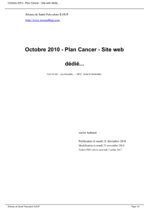 Octobre 2010 - Plan Cancer - Site web dédié... xavier barbaud