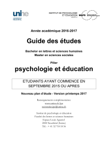 Guide des études psychologie et éducation  ETUDIANTS AYANT COMMENCE EN