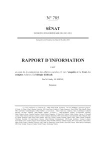 RAPPORT D´INFORMATION N° 785 SÉNAT