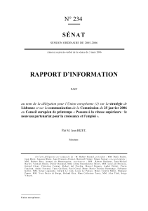 RAPPORT D’INFORMATION N° 234 S É N A T