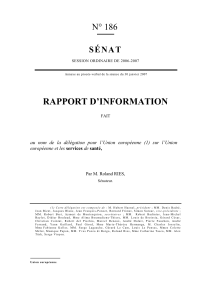 RAPPORT D’INFORMATION N° 186 SÉNAT