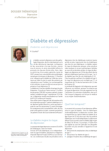 L Diabète et dépression DOSSIER THÉMATIQUE Diabetes and depression