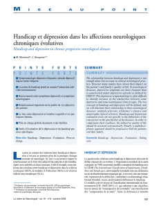 Handicap et dépression dans les affections neurologiques chroniques évolutives M