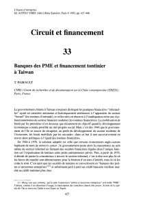 Circuit et financement 33 Banques des PME et financement tontinier à Taiwan