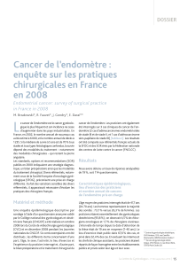L Cancer de l’endomètre : enquête sur les pratiques chirurgicales en France