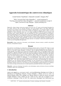 Approche lexicométrique des controverses climatiques Lionel Scotto d’Apollonia , Giancarlo Luxardo