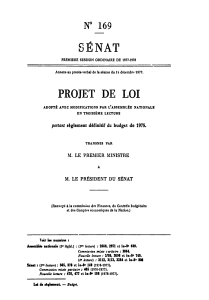 SÉNAT PROJET DE LOI N° 169 portant règlement définitif du budget de 1975.