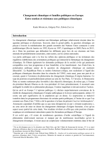 Changement climatique et familles politiques en Europe.