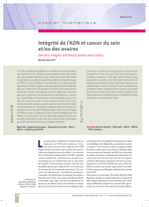 Intégrité de l’ADN et cancer du sein et/ou des ovaires