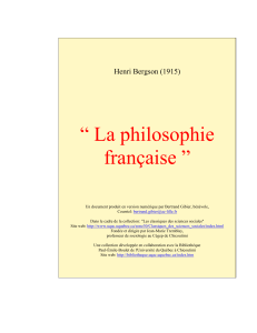 “ La philosophie française ” Henri Bergson (1915)