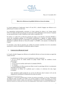 Télécharger Bilan de la réflexion sur la publicité télévisée en faveur du cinéma au format PDF, poids 952.04 Ko