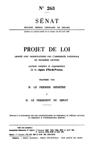 SÉNAT PROJET DE LOI N° 263 portant création et organisation