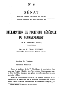 DÉCLARATION DE POLITIQUE GÉNÉRALE SÉNAT DU GOUVERNEMENT N° 6