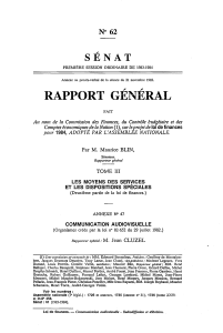 RAPPORT GÉNÉRAL SENAT pour 1984, ADOPTÉ PAR L'ASSEMBLÉE NATIONALE. N° 62