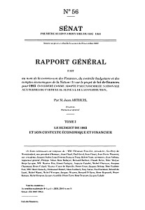 RAPPORT GÉNÉRAL SENAT N°56 ET SON CONTEXTE ÉCONOMIQUE ET FINANCIER