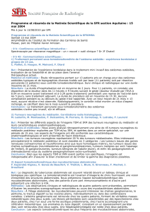 Programme et résumés de la Matinée Scientifique de la SFR... mai 2004