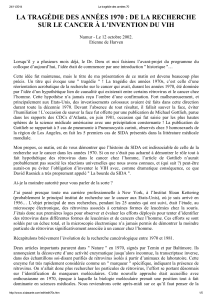 LA TRAGÉDIE DES ANNÉES 1970 : DE LA RECHERCHE SUR LE CANCER À L’INVENTION DU VIH